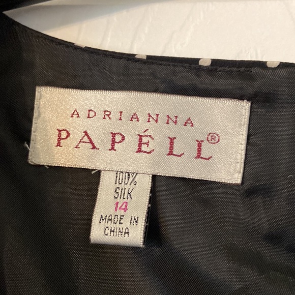 Adrianna Papell 100% Silk PolkaDot Dress size 14 length 39” bust 38” brand new - Picture 3 of 16